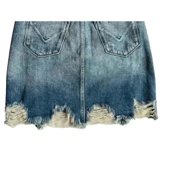HUDSON  LULU DISTRESSED 5 POCKET WOMEN’S DENIM PENCIL SKIRT•MEDIUM DENIM… - Picture 8 of 10